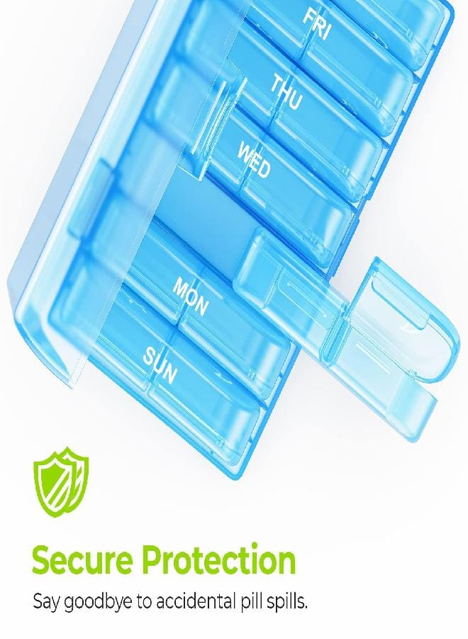 AUV0N AUVON XL Weekly Pill Organizer 2 Times a Day, Pill Box 7 Day with One-Side Large Openings for Easy to Use, Blue AM PM Pill Case for Medication, Vitamins, Fish Oils, Supplements - Image 4